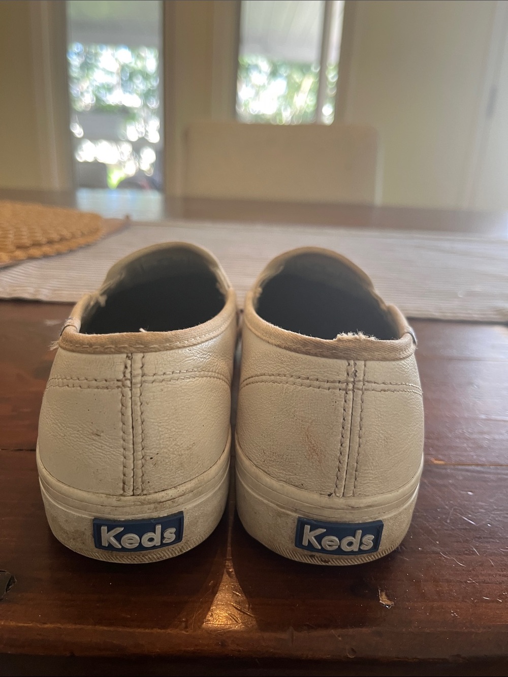 Keds White Canvas Sneakers with Navy Logo Tabs